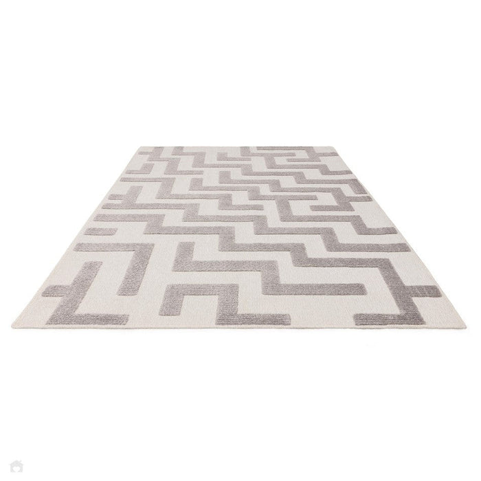 Washable Freja Cove Modern Abstract Soft-Touch Hi-Low Textured Flatweave Grey Rug