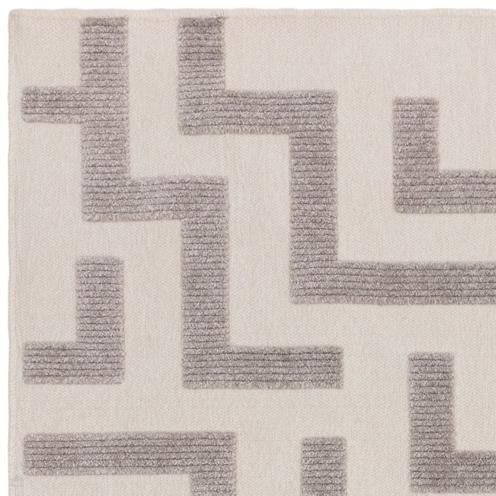 Washable Freja Cove Modern Abstract Soft-Touch Hi-Low Textured Flatweave Grey Rug