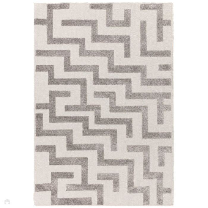 Washable Freja Cove Modern Abstract Soft-Touch Hi-Low Textured Flatweave Grey Rug