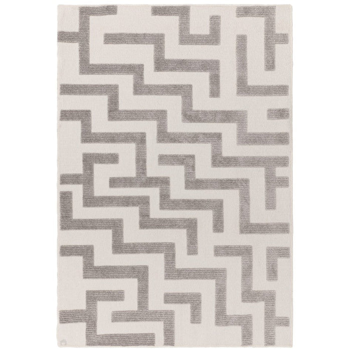 Washable Freja Cove Modern Abstract Soft-Touch Hi-Low Textured Flatweave Grey Rug