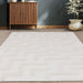 Washable Freja Cove Modern Abstract Soft-Touch Hi-Low Textured Flatweave Ivory Rug