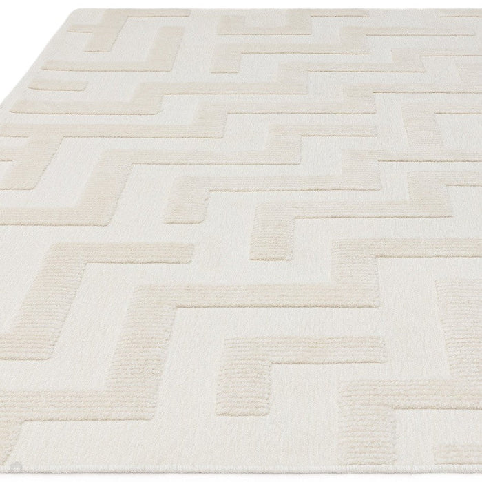 Washable Freja Cove Modern Abstract Soft-Touch Hi-Low Textured Flatweave Ivory Rug