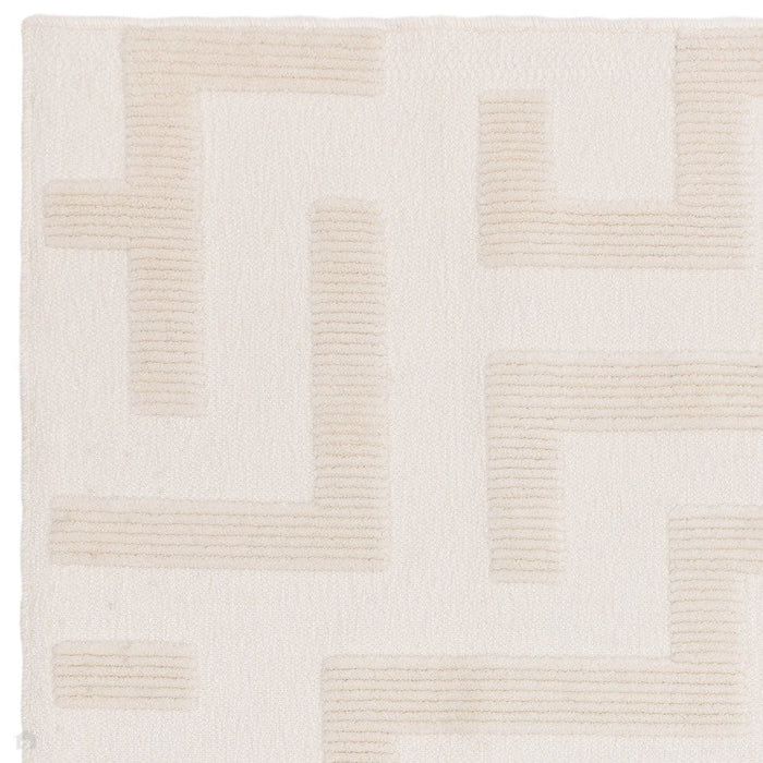 Washable Freja Cove Modern Abstract Soft-Touch Hi-Low Textured Flatweave Ivory Rug