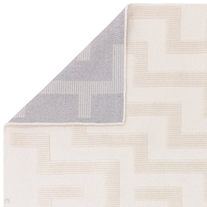 Washable Freja Cove Modern Abstract Soft-Touch Hi-Low Textured Flatweave Ivory Rug