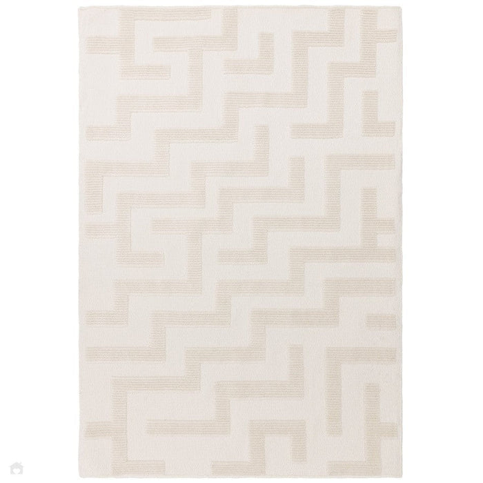 Washable Freja Cove Modern Abstract Soft-Touch Hi-Low Textured Flatweave Ivory Rug