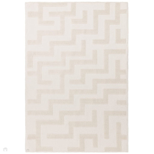 Washable Freja Cove Modern Abstract Soft-Touch Hi-Low Textured Flatweave Ivory Rug