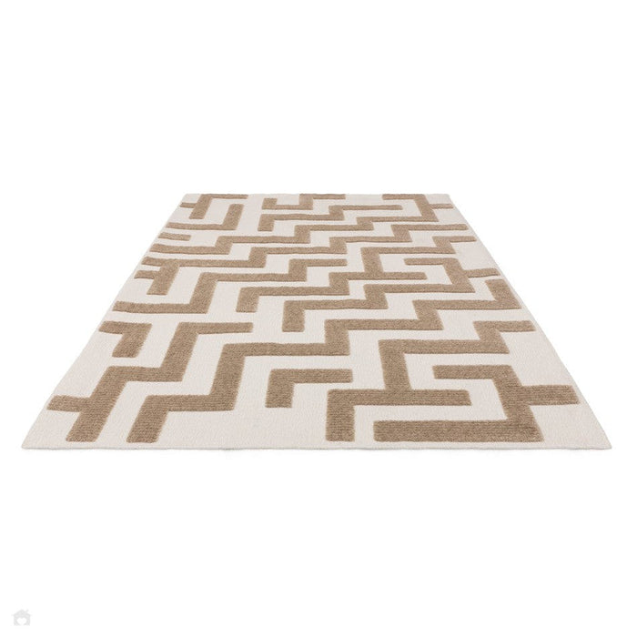 Washable Freja Cove Modern Abstract Soft-Touch Hi-Low Textured Flatweave Sand/Natural Rug