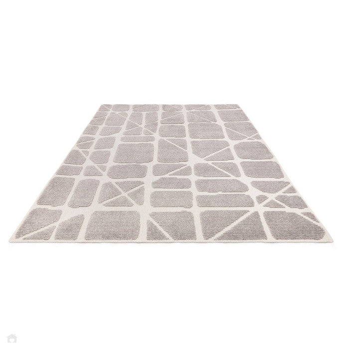 Washable Freja Method Modern Abstract Soft-Touch Hi-Low Textured Flatweave Grey Rug