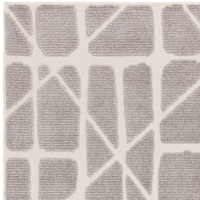 Washable Freja Method Modern Abstract Soft-Touch Hi-Low Textured Flatweave Grey Rug