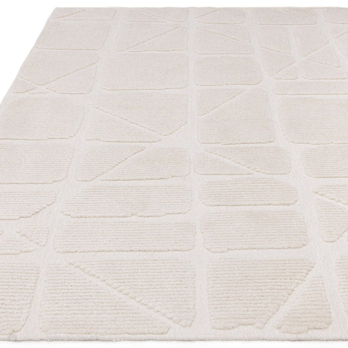 Washable Freja Method Modern Abstract Soft-Touch Hi-Low Textured Flatweave Ivory Rug