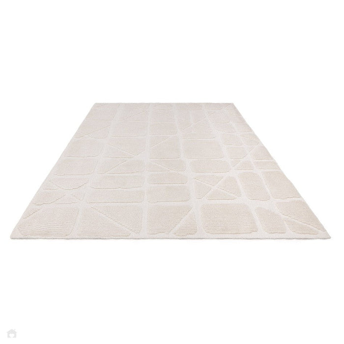 Washable Freja Method Modern Abstract Soft-Touch Hi-Low Textured Flatweave Ivory Rug