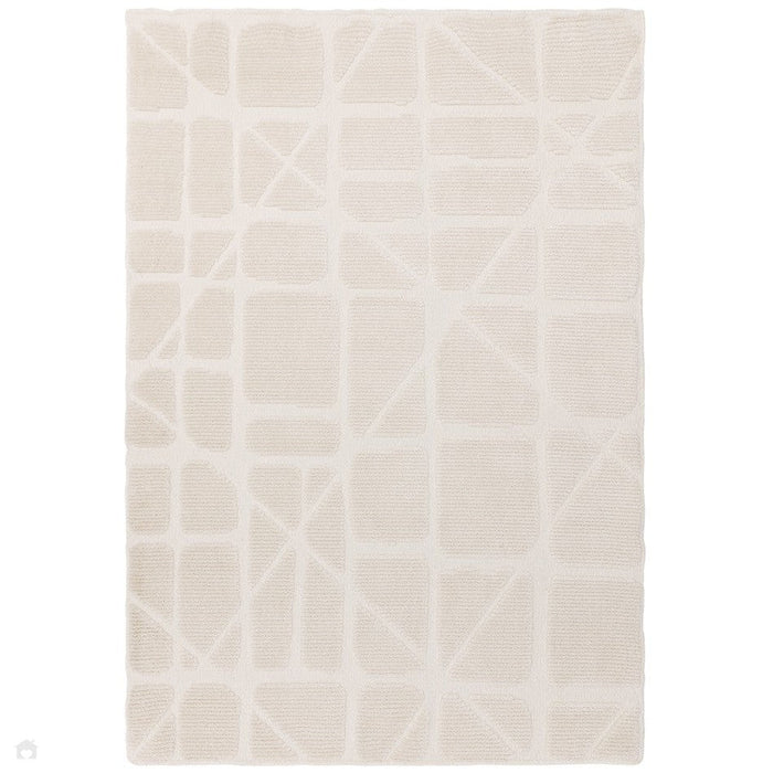 Washable Freja Method Modern Abstract Soft-Touch Hi-Low Textured Flatweave Ivory Rug