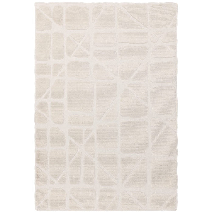 Washable Freja Method Modern Abstract Soft-Touch Hi-Low Textured Flatweave Ivory Rug