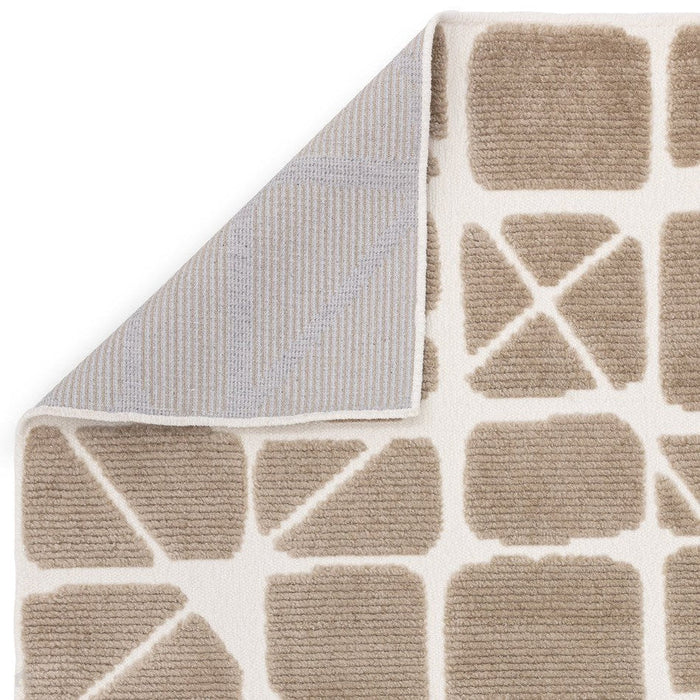 Washable Freja Method Modern Abstract Soft-Touch Hi-Low Textured Flatweave Sand/Natural Rug