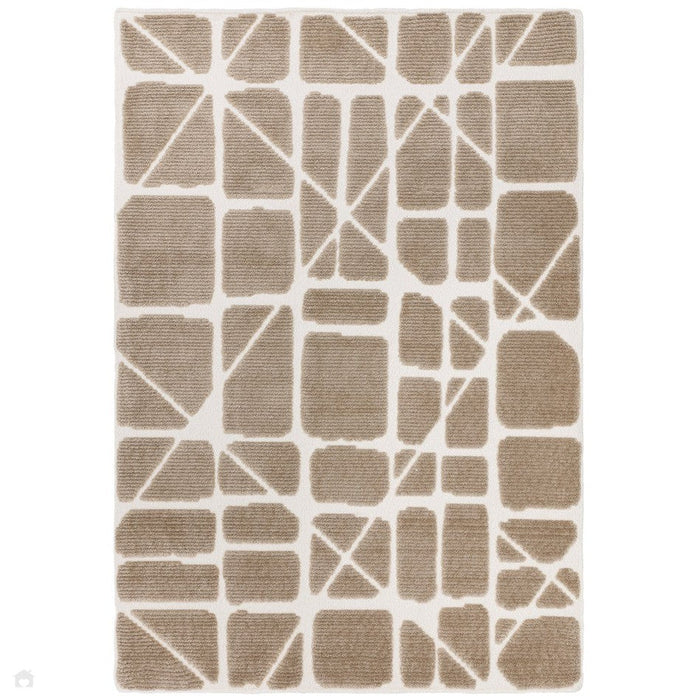 Washable Freja Method Modern Abstract Soft-Touch Hi-Low Textured Flatweave Sand/Natural Rug