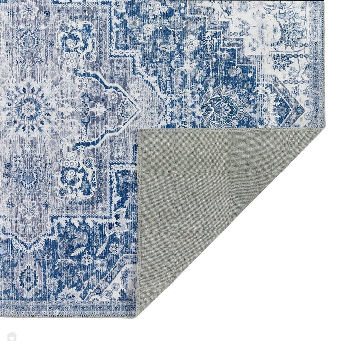 Washable Garda Flatweave Blue Runner