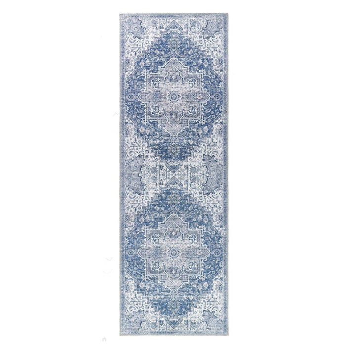 Washable Garda Flatweave Blue Runner