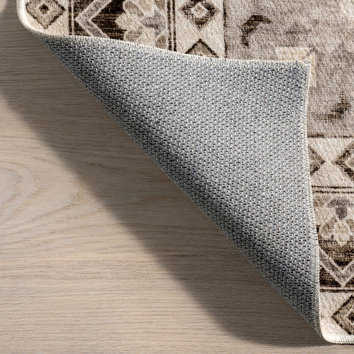 Washable Geometric Area Rug 120 x 180 cm Beige