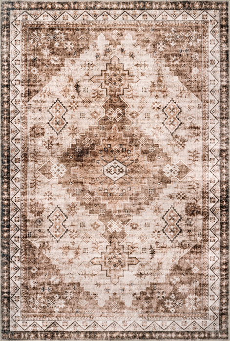 Washable Geometric Area Rug 152x244 cm Beige