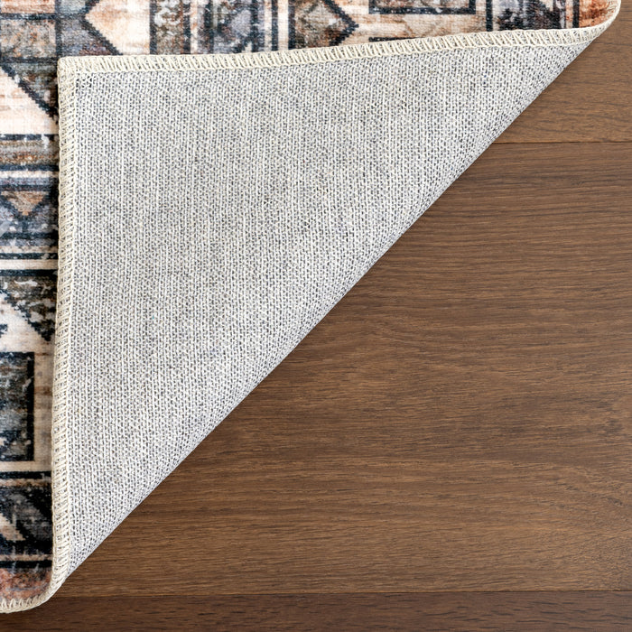 Washable Geometric Area Rug 60x90 cm Rust Color