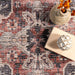 Washable Geometric Medallion Rug in Charcoal Color