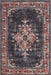 Washable Geometric Medallion Rug in Charcoal Color