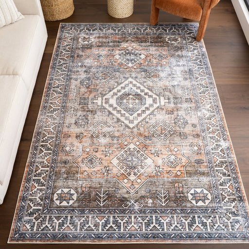 Washable Geometric Rug 160x230 cm in Rust