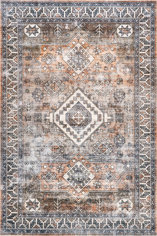 Washable Geometric Rug 160x230 cm in Rust