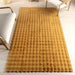 Washable Gold Checkered Plush Cloud Area Rug 150x240 cm