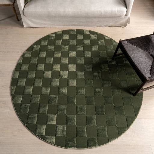 Washable Green Geometric Rug Made From Recycled Materials