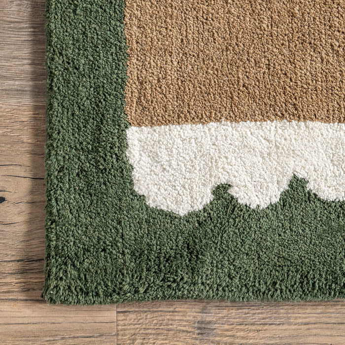 Washable Green Lion Area Rug for Playroom and Nursery