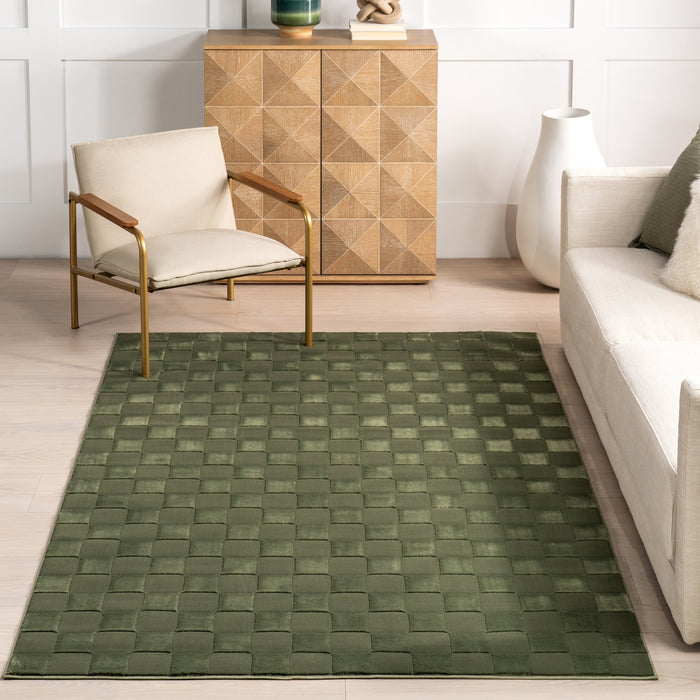 Washable Green Textured Rug 140cm x 200cm