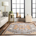 Washable Grey Aztec Area Rug for Home and Kitchen