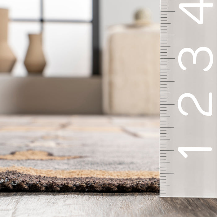 Washable Grey Aztec Area Rug for Home and Kitchen