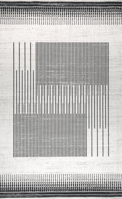 Washable Grey Linear Puzzle Area Rug 150x90 cm