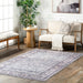 Washable Grey Performance Rug For High Traffic Areas