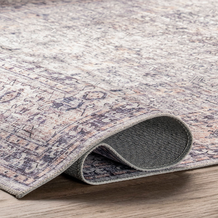 Washable Grey Performance Rug For High Traffic Areas