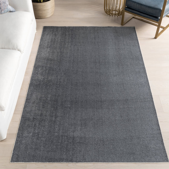 Washable Grey Solid Nori Rug for Living Room