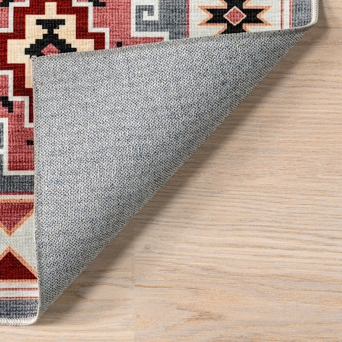 Washable Grey Southwestern Rug Stain Resistant 120x180 cm