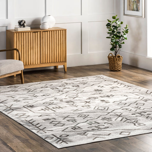 Washable Grey Symbolism Area Rug for Home Decor