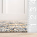 Washable Indoor Outdoor Blue Polyester Rug 80x120 cm