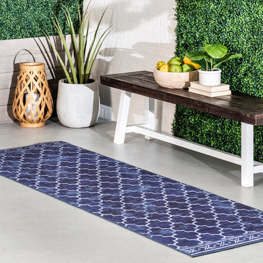 Washable Indoor Outdoor Rug 90x150 cm Dark Blue