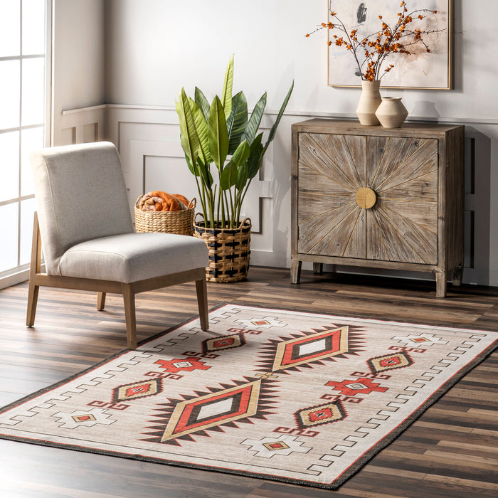 Washable Ivory Bohemian Area Rug for Homes