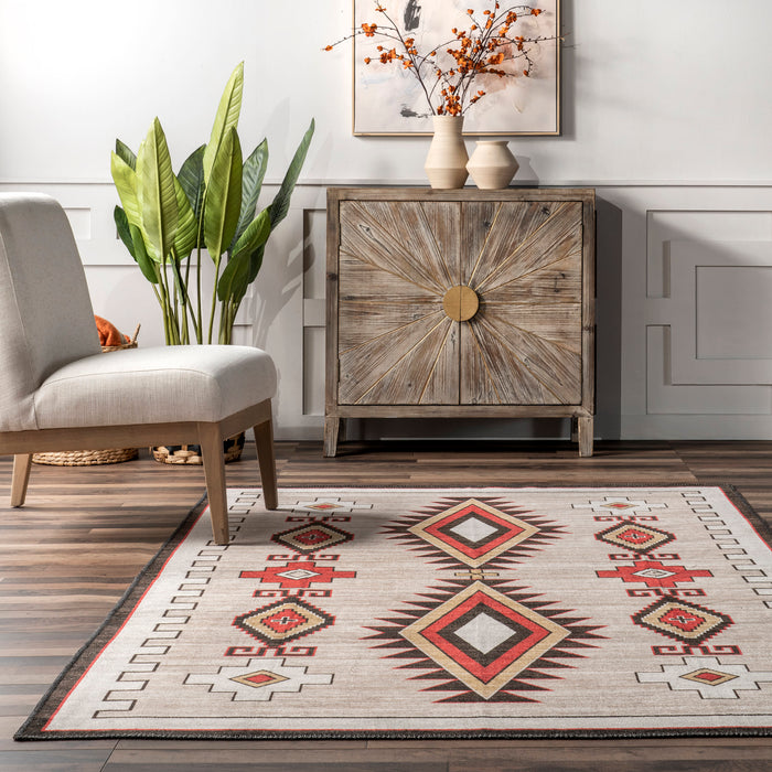 Washable Ivory Bohemian Area Rug for Homes