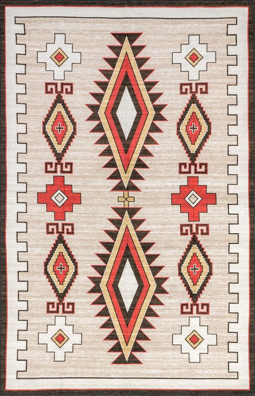 Washable Ivory Bohemian Area Rug for Homes