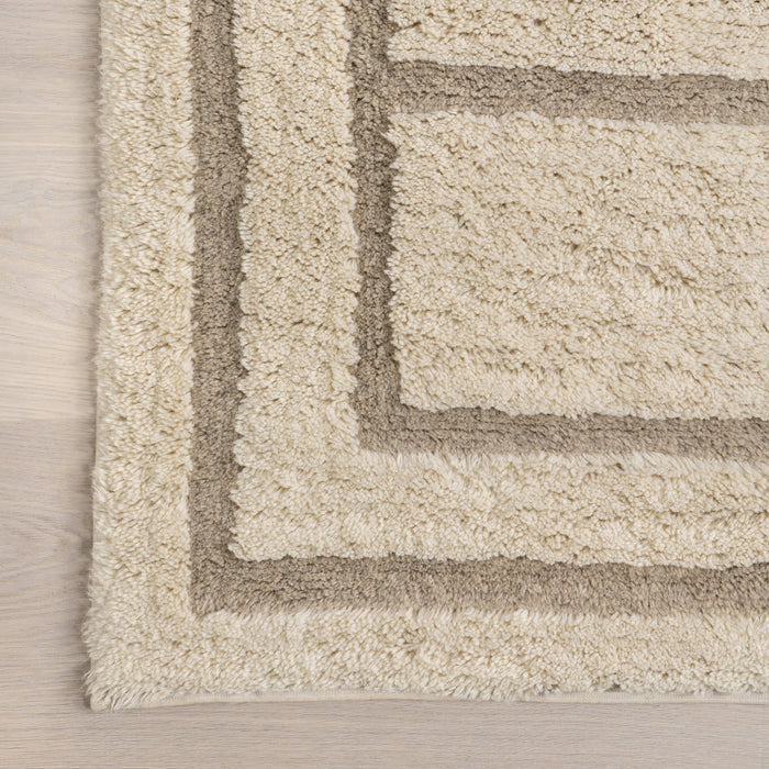 Washable Ivory Geometric Wool Rug 80x150 cm