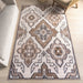 Washable Ivory Medallion Rug for High-Traffic Areas