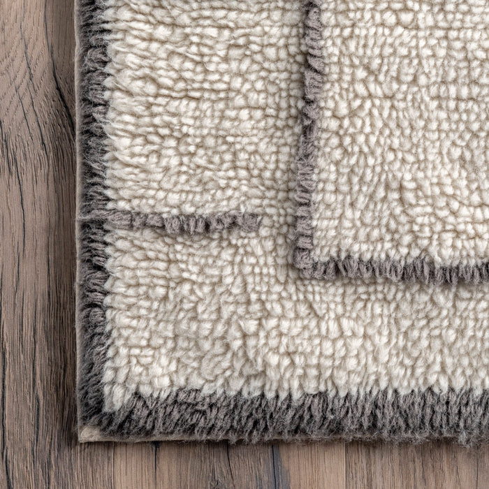 Washable Ivory Wool Area Rug 160x230 cm