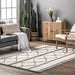 Washable Ivory Wool Diamond Area Rug 160x230 cm