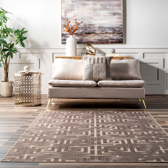 Washable Jute-Inspired Maze Rug 170x240 cm